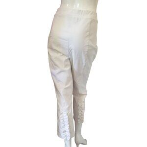 Inc International Concepts White Capri Pants Sz 14 (Large) Womens with Leg Bows